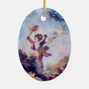 Ornamento De Cerâmica AME O JESTER CUPID MONOGRAM Red Ruby