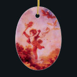Ornamento De Cerâmica AME O JESTER, CUPID MONOGRAM Red Ruby Heart<br><div class="desc">Design elegante e colorido,  elaborado a partir de uma pintura de Fragonard com uma pedra brilhante tridimensional.</div>