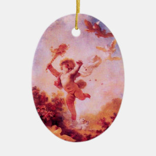 Ornamento De Cerâmica AME O JESTER, CUPID MONOGRAM Red Ruby Heart