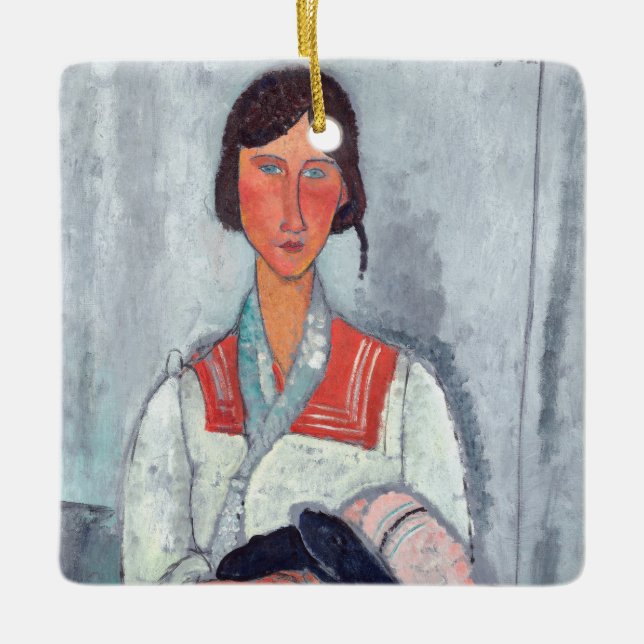 Ornamento De Cerâmica Amedeo Modigliani - Mulher cigana com bebê (Frente)