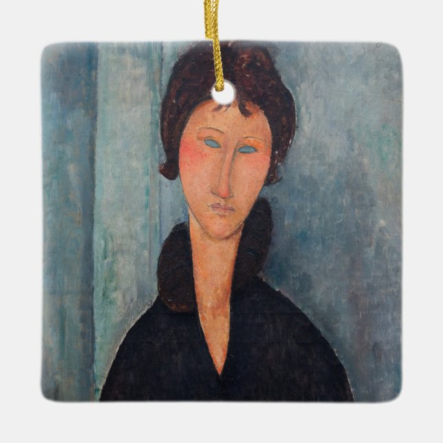 Ornamento De Cerâmica Amedeo Modigliani - Mulher com Olhos Azuis (Frente)