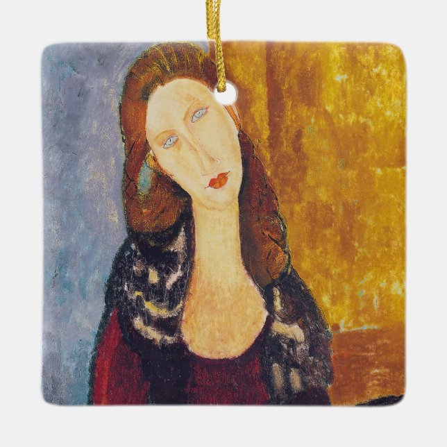 Ornamento De Cerâmica Amedeo Modigliani - Retrato Jeanne Hebuterne #2 (Frente)