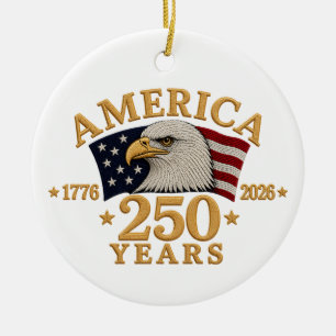 Ornamento De Cerâmica América 250 Anos 1776–2026 Águia Patriótica