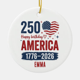 Ornamento De Cerâmica America 250th Anniversary, Custom Name USA