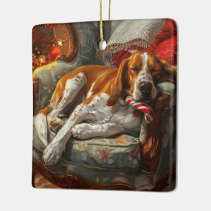 Ornamento De Cerâmica American English Foxhound Dog Christmas Festivo