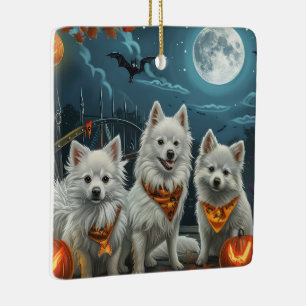 Ornamento De Cerâmica American Eskimo Halloween Spooky