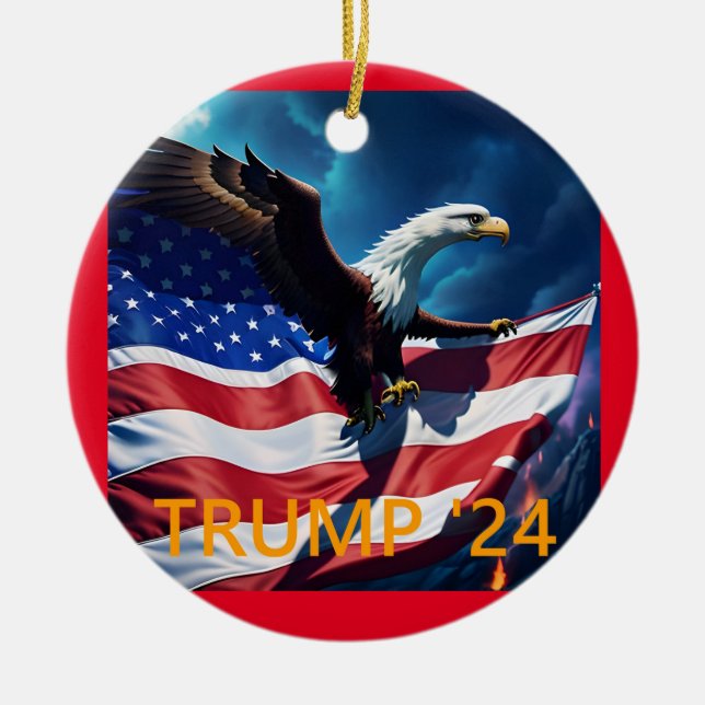 Ornamento De Cerâmica American Flag American American Eagle TRUMP 2024 (Frente)