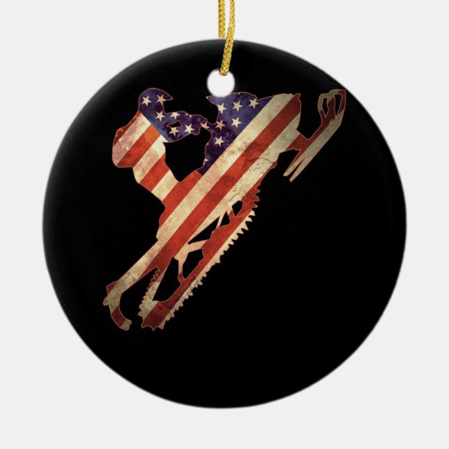Ornamento De Cerâmica American Flag Snowmobile Winter Snowmobiling (Frente)