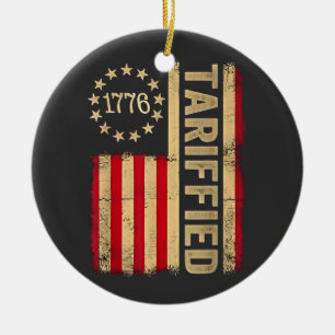 Ornamento De Cerâmica American Flag USA 1776 American Tarrifs