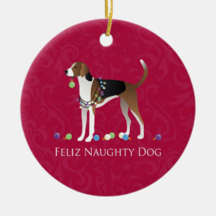 Ornamento De Cerâmica American Foxhound Natal