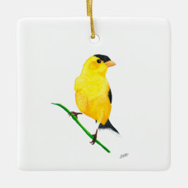 Ornamento De Cerâmica American Goldfinch