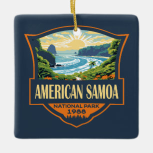 Ornamento De Cerâmica American Samoa National Park Illustration Retro