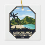 Ornamento De Cerâmica American Samoa National Park Retro Emblem<br><div class="desc">Trabalho de arte de vetor Samoa americano. O parque foi criado em 1988 e é uma reserva tropical de floresta tropical e recife de corais nas ilhas do Oceano Pacífico Centro-Sul do território americano de Samoa Americana.</div>