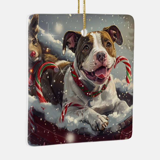 Ornamento De Cerâmica American Staffordshire Dog Natal Festivo (Direito )