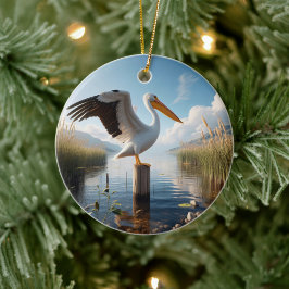 Ornamento De Cerâmica American White Pelican Keepsake