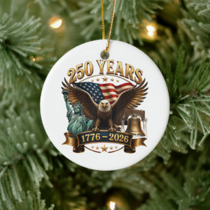 Ornamento De Cerâmica Americano 250º Aniversário EUA Patriótico 4 de Jul