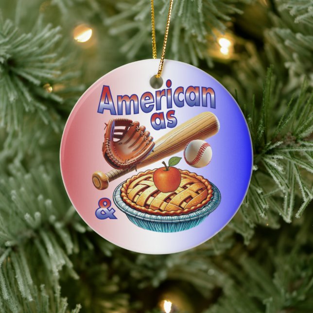 Ornamento De Cerâmica Americano divertido como Beball e Apple Pie (Árvore)