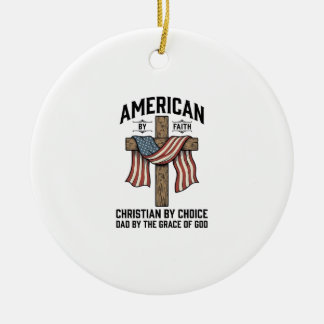 Ornamento De Cerâmica Americano pela Fé Pai Cristão Cruz Patriótica Cam