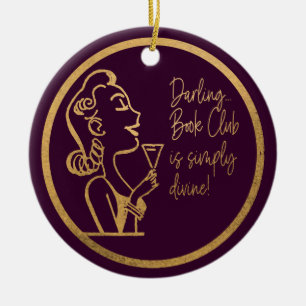 Ornamento De Cerâmica Amiga do Clube do Livro Vintage Mulher Chic Purple