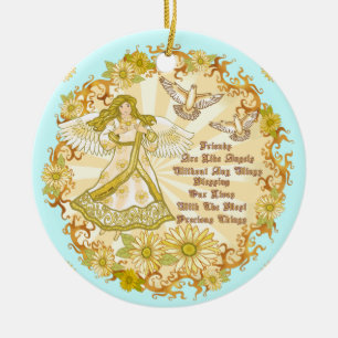 Ornamento De Cerâmica Amigo Anjo Cristão