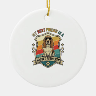 Ornamento De Cerâmica Amigo Basset Retriever Cachorro Óculos de Sol Retr