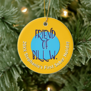 Ornamento De Cerâmica Amigo de Bill W. Recuperação Natal Personalizado
