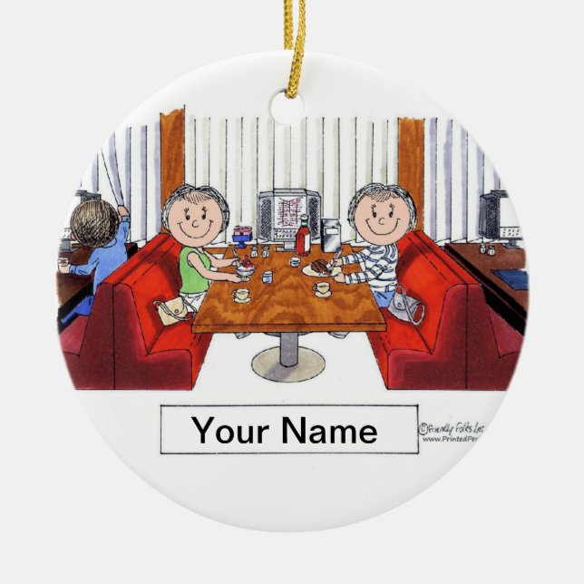 Ornamento De Cerâmica Amigos, 2 Mulheres - Cartoon Personalizado, Amigo (Frente)