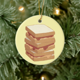 Ornamento De Cerâmica Amigos de Peanut Butter e Jelly Sandwiches para se