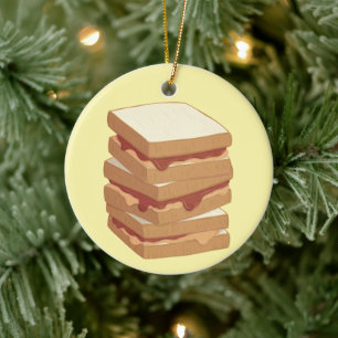 Ornamento De Cerâmica Amigos de Peanut Butter e Jelly Sandwiches para se