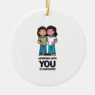 Ornamento De Cerâmica Amigos do Trabalho - Duas Mulheres Clássicas
