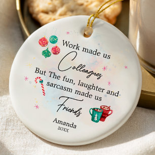 Ornamento De Cerâmica Amigos engraçados colegas natal personalizado