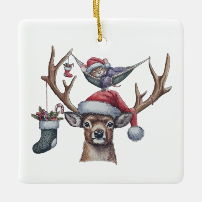 Ornamento De Cerâmica Amigos Festivos (Frente)