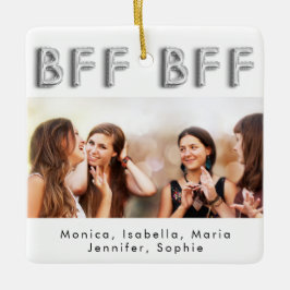 Ornamento De Cerâmica Amigos para sempre fotografar branco prateado
