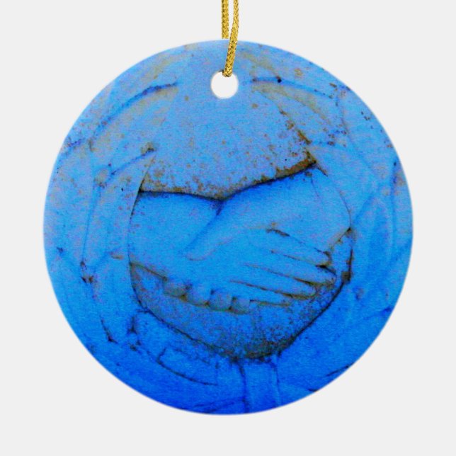 Ornamento De Cerâmica amigos para sempre mãos entrelaçadas (Frente)