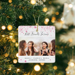 Ornamento De Cerâmica Amigos para sempre nomes de fotos cor-de-rosa-clar<br><div class="desc">Um presente para o(s) seu(s) melhor(s) amigo(s) para aniversários,  Natal ou evento especial. Texto: Melhores Amigos para sempre,  escrito com um script de estilo com letra de tendência. Personalize e use sua própria foto e nomes. Um fundo branco chic decorado com poeira luminosa rosa.</div>
