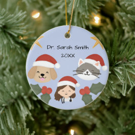 Ornamento De Cerâmica Amigos Veterinários de Natal Personalizados