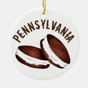 Ornamento De Cerâmica Amish Pensilvânia PA Comidas Holandesas Whoopie Pi