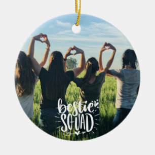 Ornamento De Cerâmica Amizade Bestie Squad Personalizada de Foto BFF