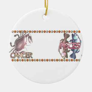 Ornamento De Cerâmica Amizade da astrologia do zodíaco dos peixes do