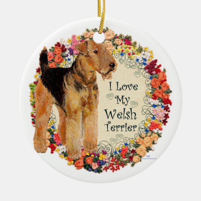 Ornamento De Cerâmica Amo Meu Welsh Terrier (Frente)
