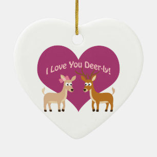 Ornamento De Cerâmica Amo-Te Deer-ly!