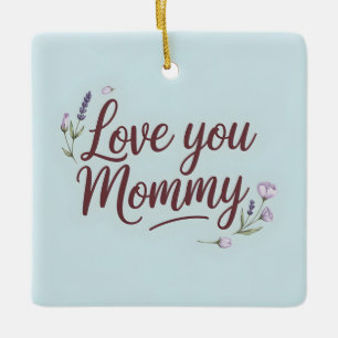 Ornamento De Cerâmica Amo-Te, Mamãe, Escuro Elegante