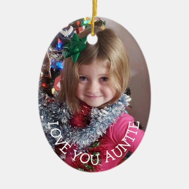 Ornamento De Cerâmica Amo-te tia, presente de Natal para tia Natal (Frente)