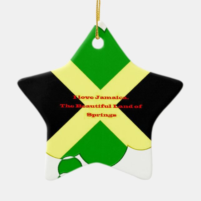 Ornamento De Cerâmica Amo Texto Jamaica no Flag Art Impressão (Frente)
