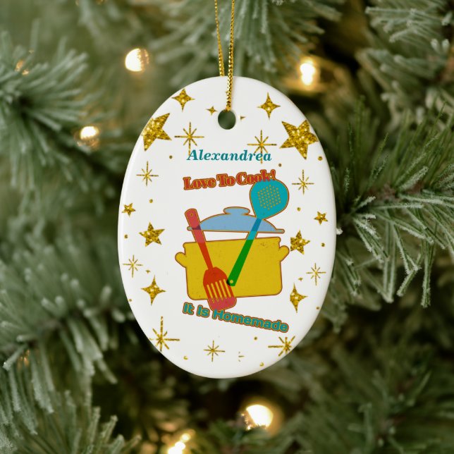 Ornamento De Cerâmica Amor A Potes Cozinhar Dizendo Personalizar (Árvore)