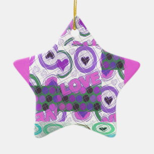 Ornamento De Cerâmica Amor Adorável, Coração, Impressão
