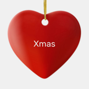 Ornamento De Cerâmica Amor ao coração vermelho e à caligrafia