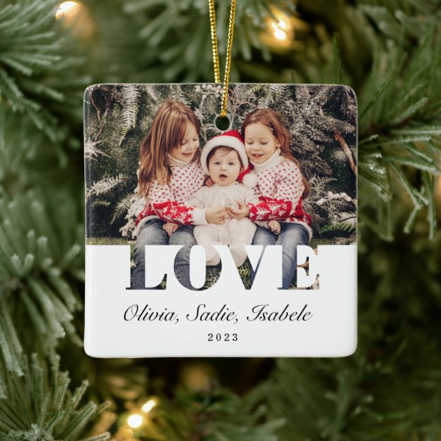 Ornamento De Cerâmica Amor com Fotografias da Família Elegante (Árvore)
