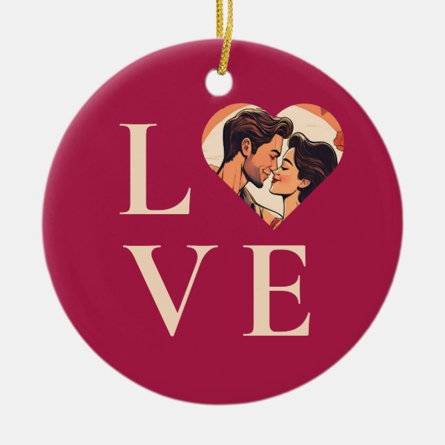 Ornamento De Cerâmica Amor com Imagem (Frente)