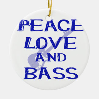 Ornamento De Cerâmica amor da paz e guitarra azul de w do bernice do